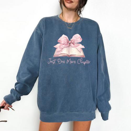 Reading Books Mom Mothers Day Coquette Pink Bow Book Lovers Comfort Colors Sweatshirt - Bookorys