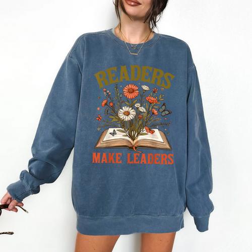 Reading Squad Book Lover Bookish Floral Readers Make Leaders Comfort Colors Sweatshirt - Bookorys DE
