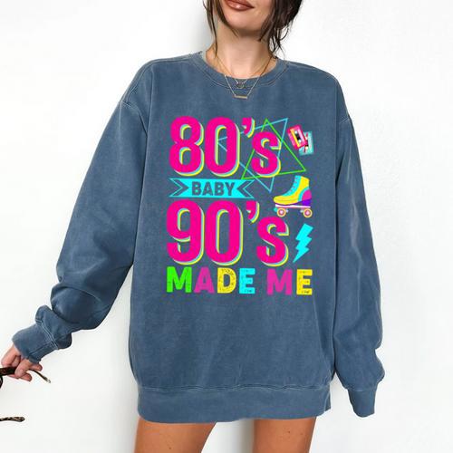 Retro 1980s 80's Baby 1990s 90's Made Me Nostalgia Vibes Premium Tri-Blend Comfort Colors Sweatshirt - Figerry