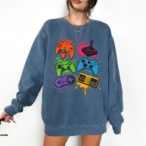 Retro Gamer Controller 80s 90s Video Game Arcade Nostalgia Comfort Colors Sweatshirt - Figerry