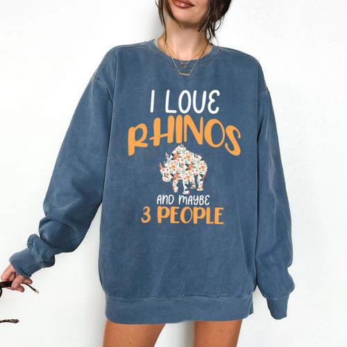 I Like Rhinos And Maybe 3 People Introvert Animal Comfort Colors Sweatshirt - Raresse