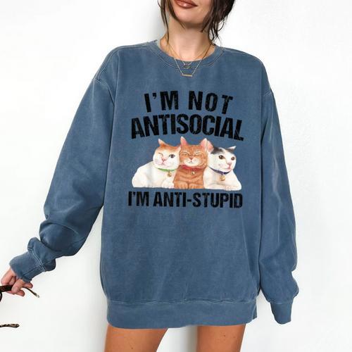 Sarcasm Cat Sarcastic Introvert Antisocial Cat Lover Comfort Colors Sweatshirt - Raresse