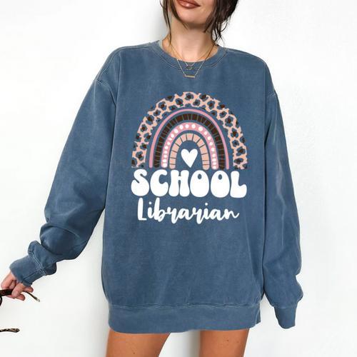 School Librarian For Women Cute Bookworm Book School Library Comfort Colors Sweatshirt - Bookorys