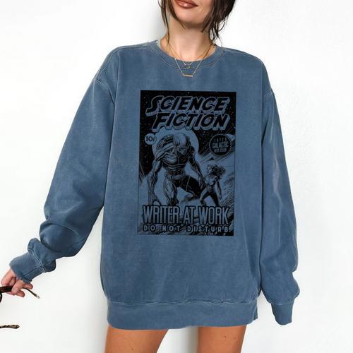 Science Fiction Writer At Work Vintage Book Cover Comfort Colors Sweatshirt - Bookorys