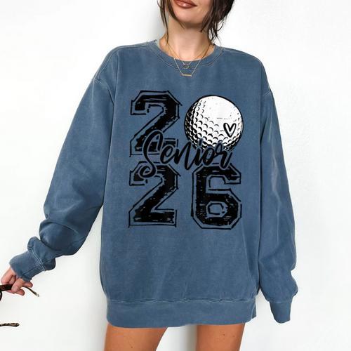 Senior 2026 Golf Player Heart Graduation Girls Teens Comfort Colors Sweatshirt - Best Gift Smart