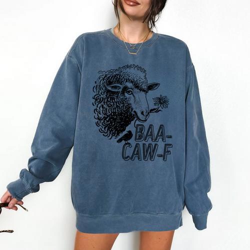 Sheep Baa Crow Caw Back Off Pun Tee For Introverts & Teens Comfort Colors Sweatshirt - Raresse