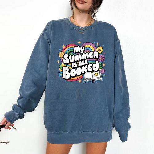 My Summer Is All Booked Book Reading Summer Reading For Men Women Comfort Colors Sweatshirt - Bookorys