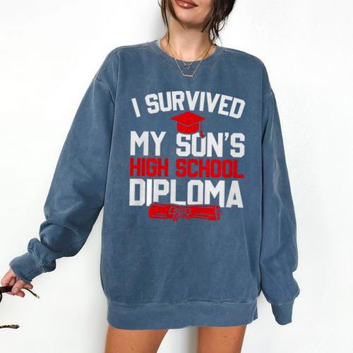 I Survived My Son's High School Diploma Graduation Premium Comfort Colors Sweatshirt - Best Gift Smart
