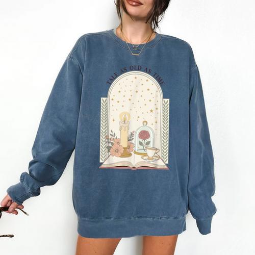 Tale As Old As Time Rose Candle And Book Comfort Colors Sweatshirt - Bookorys