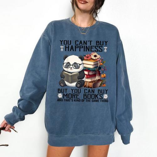 Teacher Bookworm Book Lover Panda Reading Book Librarian Tee Comfort Colors Sweatshirt - Bookorys DE