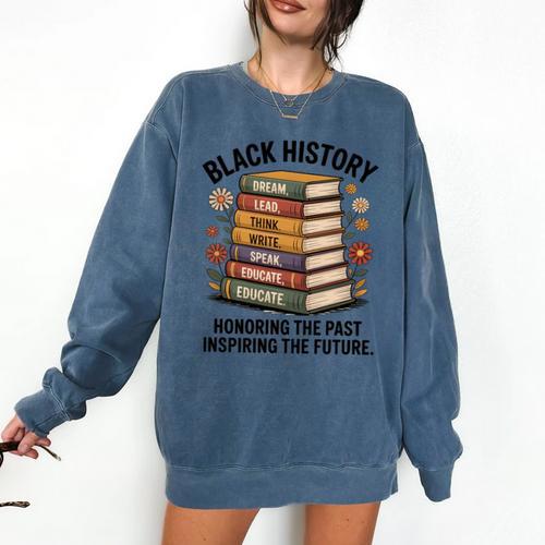 History Month Teacher Reading Book Lover Floral Stack Premium Tri-Blend Comfort Colors Sweatshirt - Bookorys