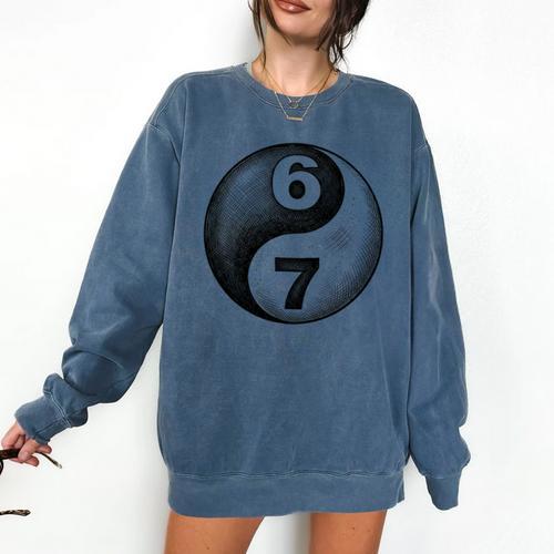 Vintage 6 7 Sketch Yin Yang Namaste Six Seven Nostalgia Comfort Colors Sweatshirt - Figerry