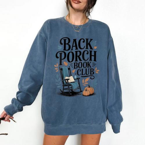 Vintage Reader Author Country Aesthetic Back Porch Book Club Comfort Colors Sweatshirt - Bookorys