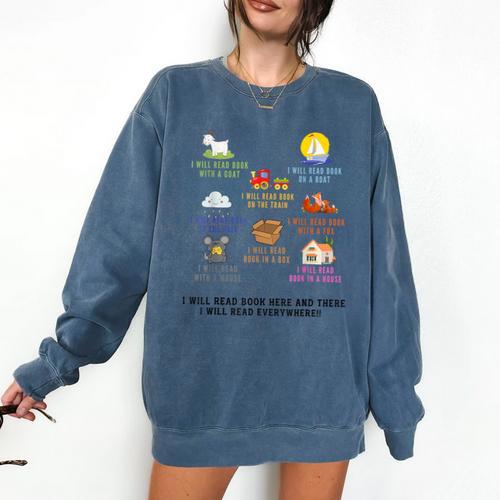 I Will Read Books On A Boat And Everywhere Reading Teachers Comfort Colors Sweatshirt - Bookorys