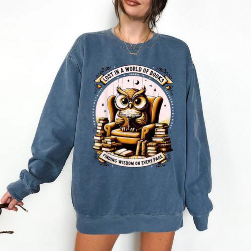 Wise Owl Reading Books Comfort Colors Sweatshirt - Bookorys DE