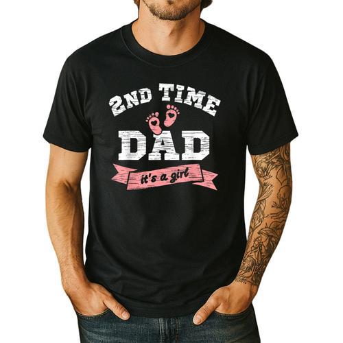 2nd Second Time Dad It's a Girl Gender Reveal Dad Of 2 Kids Men's Casual T-Shirt - Father's Day Fun