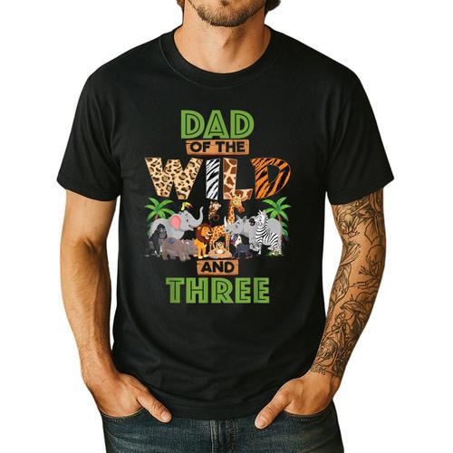 3rd Birthday Zoo Safari Jungle Dad Of The Wild And Three Men's Casual T-Shirt - Father's Day Fun