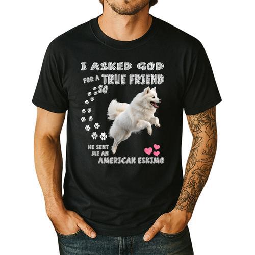 American Eskimo Dog Mom Eskie Dad Art Eskie Lover Quote Men's Casual T-Shirt - Father's Day Fun