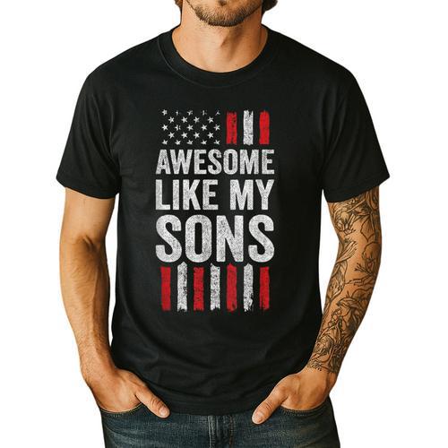 American Flag Dad Mom Awesome Like My Sons Men's Casual T-Shirt - Father's Day Fun