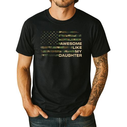 Awesome Like My Daughter Men Fathers Day American Flag Dad Men's Casual T-Shirt - Father's Day Fun