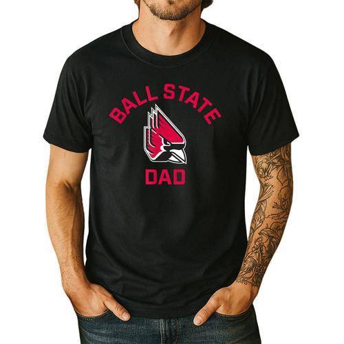 Ball State University Cardinals Arched Dad Men's Casual T-Shirt - Father's Day Fun
