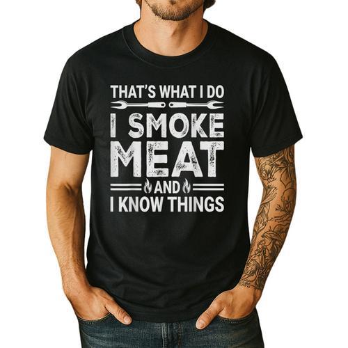 BBQ Grilling Dad Smoking Meat Barbecue Pun Pit Master Father Men's Casual T-Shirt - Father's Day Fun