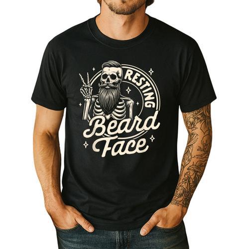 Bearded Dad Daddy Papa Father’s Day Resting Beard Face Men's Casual T-Shirt - Father's Day Fun