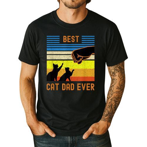 Best Cat Dad Ever Fist Bump For Fur Daddies Men Women Girls Kids Men's Casual T-Shirt - Father's Day Fun