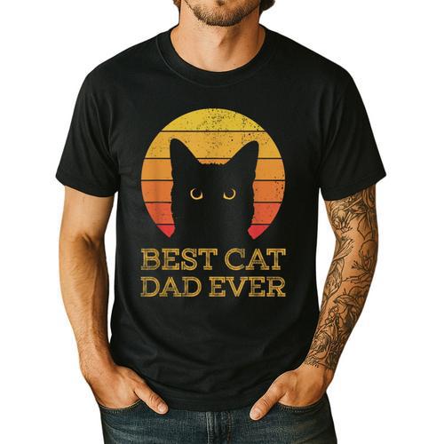 Best Cat Dad Ever Vintage Cat Daddy Fathers Day Men's Casual T-Shirt - Father's Day Fun