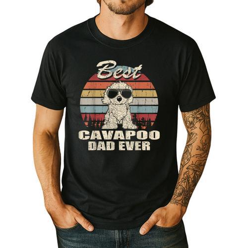 Best Cavapoo Dad Ever Vintage Retro Dog Dad Men's Casual T-Shirt - Father's Day Fun