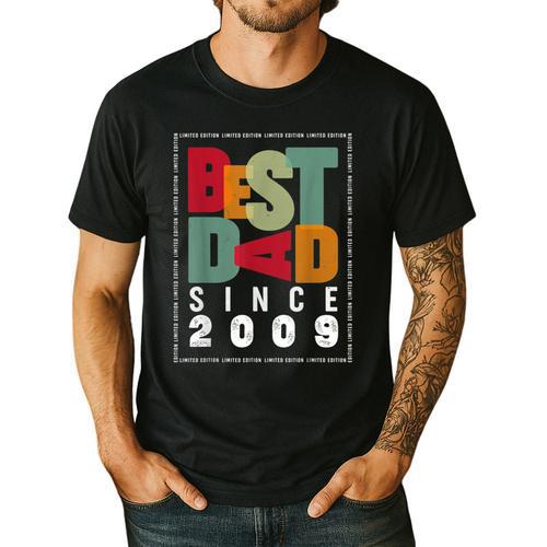 Best Dad Since 2009 Fathers Day Retro Vintage Men's Casual T-Shirt - Father's Day Fun