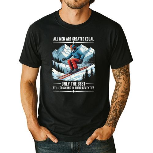 Only The Best Still Go Skiing In Their Seventies Skier Dad Men's Casual T-Shirt - Father's Day Fun