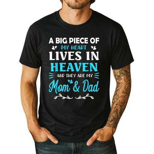 A Big Piece Of My Heart Lives In Heaven My Mom And Dad Men's Casual T-Shirt - Father's Day Fun