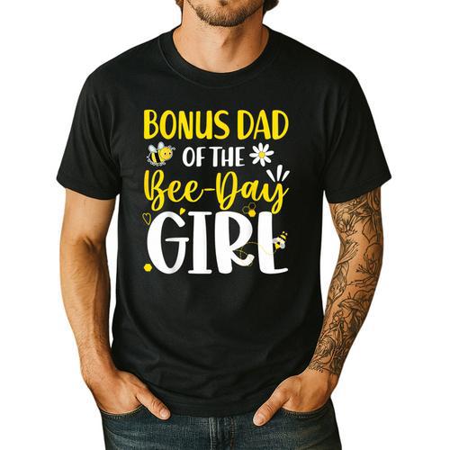 Bonus Dad Of The Bee Day Girl Birthday Party Family Men's Casual T-Shirt - Father's Day Fun