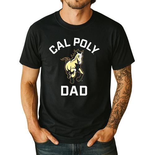 Cal Poly Mustangs Arched Dad Men's Casual T-Shirt - Father's Day Fun