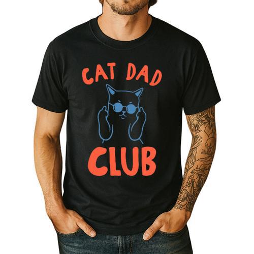Cat Dad Club Life Is Better With Cats Retro Cat Dad Men's Casual T-Shirt - Father's Day Fun
