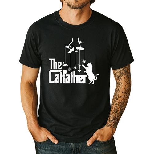 Cat Dad Life The Catfather Fathers Day Vintage Men's Casual T-Shirt - Father's Day Fun