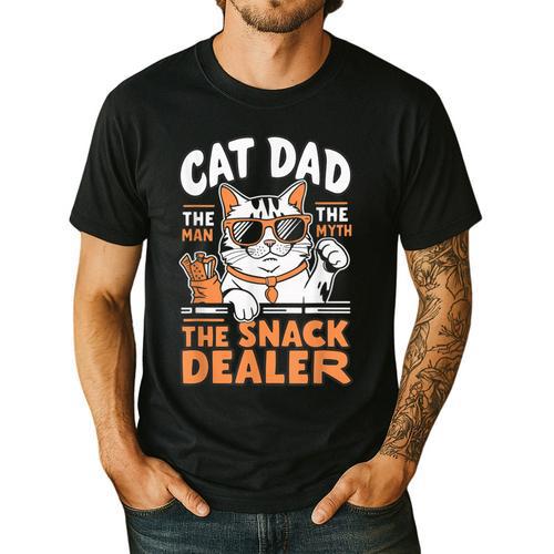 Cat Dad The Man The Myth The Snack Dealer Men's Casual T-Shirt - Father's Day Fun