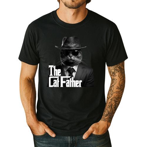 The Catfather Fathersday Best Birthday Cat Dad Men's Casual T-Shirt - Father's Day Fun
