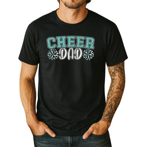 Cheer Dad My Favorite Cheerleader Calls Me Dad Teal Blue Men's Casual T-Shirt - Father's Day Fun