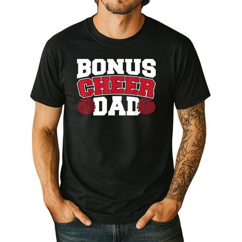 Cheer Stepdad Bonus Cheer Dad Red Men's Casual T-Shirt - Father's Day Fun