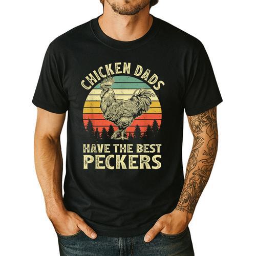 Chicken Dads Have The Best Peckers Vintage Apparel Men's Casual T-Shirt - Father's Day Fun