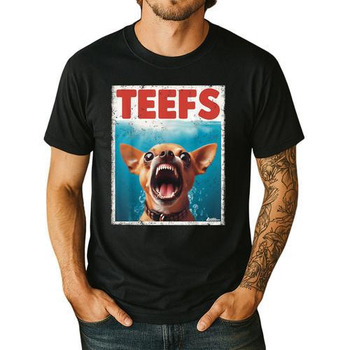 Chihuahua Teefs Top Teeth Chi Jowls Paws Dog Mom Dad Men's Casual T-Shirt - Father's Day Fun