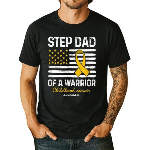 Childhood Cancer Survivor Support Step Dad Of A Warrior Men's Casual T-Shirt - Father's Day Fun