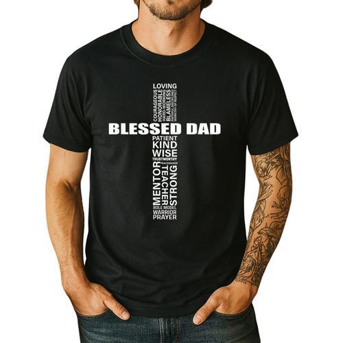 Christian Blessed Dad Cross Father's Day Best Dad Men's Casual T-Shirt - Father's Day Fun