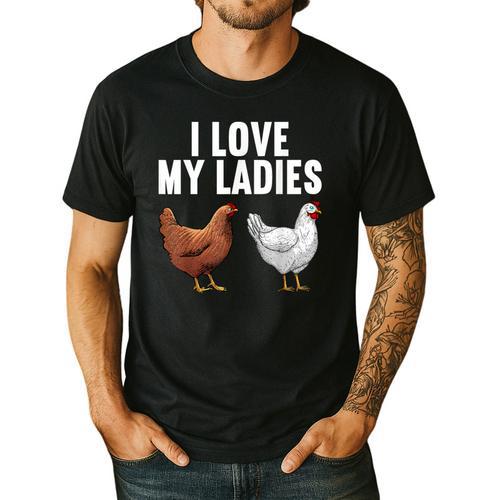 Cool Chicken Art For Men Women Dad Rooster Chicken Farmer Men's Casual T-Shirt - Father's Day Fun
