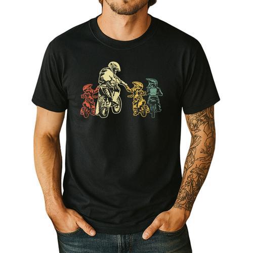Cool Motocross Dirt Bike Biker Dad & Sons Father's Day Men's Casual T-Shirt - Father's Day Fun