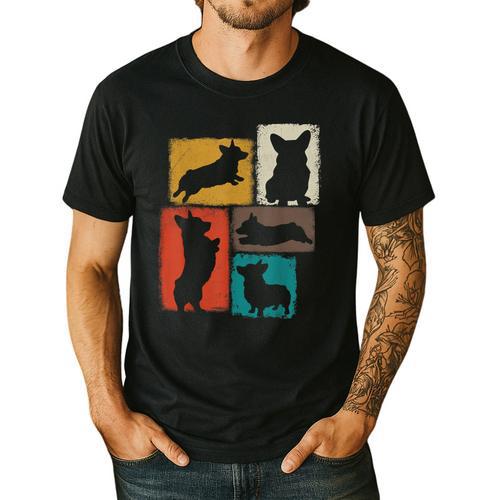 Corgi Dad Mom Vintage Collage Dog Owner Men's Casual T-Shirt - Father's Day Fun