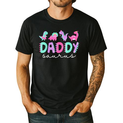 Cute Daddy Saurus Dad Dinosaur Birthday Boy Girl Family Men's Casual T-Shirt - Father's Day Fun