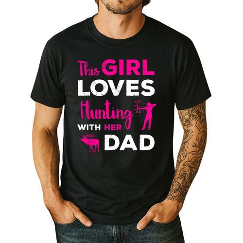 Cute Girls Hunting Dad Daughter Hunting Buddy Hunter Men's Casual T-Shirt - Father's Day Fun